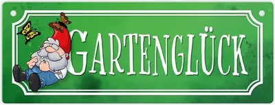 Produktbild von Gartenglück Metallschild mit Gartenzwerg und Schmetterlingen