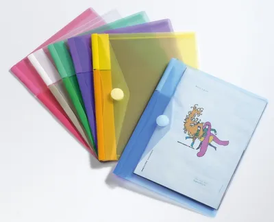 Produktbild von Dokumententasche A5 PP Klettverschluss farbig sortiert 6 Stück Packung mit 10 Stück