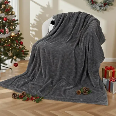 Image de Couverture chauffante - Douce en polaire - Pour une détente agréable - 6 réglages de température - 130x180 cm - Gris