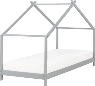 Obrázek produktu pro BELIANI Dřevěná dětská postel 90 x 200 cm v šedém provedení nábytek do dětského pokoje rám postele
