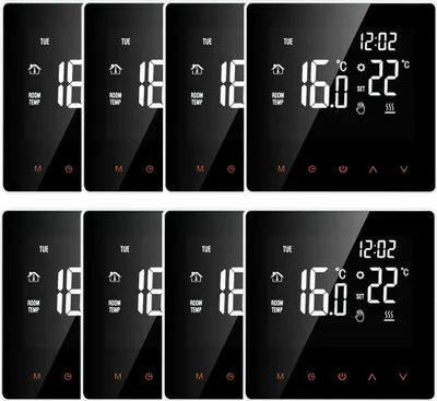 Produktbild von 8X Digital Thermostat Raumthermostat elektrische Fußbodenheizung Smart LCD Display Touchscreen Woche Programmierbare Elektrische Fußbodenheizung Thermostat für Home School Office Hotel 16A