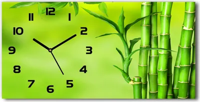 Produktbild von Wanduhr aus Glas – 60x30 cm - Glasbild - Glasuhr - Gehärtetes Glas - schwarze-zeiger - Bambus