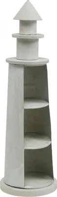 Produktbild von Maritimer Leuchtturm Shabby Chic Creme, Ø13cm H41,5cm, Vintage Holz-Metall Tischdeko