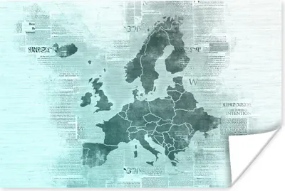 Produktbild von MuchoWow® Poster Karte von Europa - Zeitung - Blau 180x120 cm - Fotoplakat