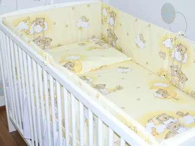 Produktbild von PRIMAWELA Nestchen 360 cm Bettumrandung Babybett Baby Kinder Nest Kopfumrandung 05. Bärchen auf Leitern Gelb
