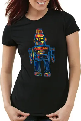 Produktbild von style3 Sheldon Toy Robot Damen T-Shirt, Farbe:Schwarz, Größe:XL