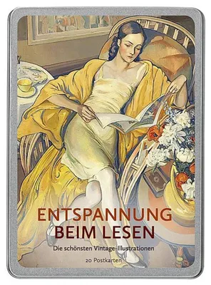 Immagine prodotto di Entspannung beim Lesen: Die schönsten Vintage-Illustrationen, 20 Postkarten gedruckt auf Apfelpapier in einer hochwertigen Dose.