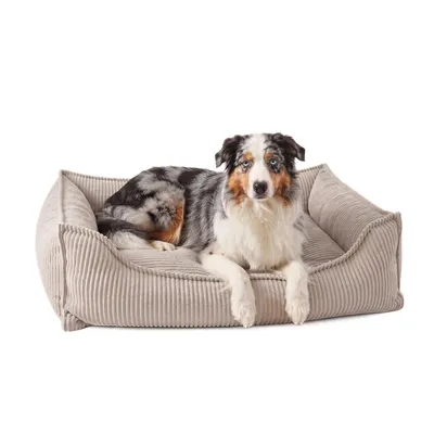 Produktbild von 4L Textil HUGO Orthopädisches Hundebett aus Cord Premium-LINE Hundekorb mit Bezug (100x80 cm, Beige)