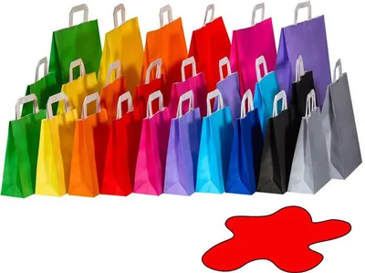Produktbild von 250x Papiertragetaschen Papiertaschen Flachhenkel 22x10x28cm rot 70gr.