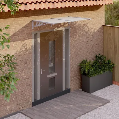 Produktbild von Maison Exclusive - Türvordach Grau und Transparent 152,5x90 cm Polycarbonat