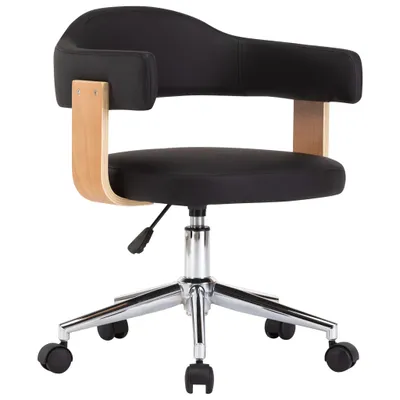 Image de vidaXL Chaise de salle à manger Pivotante Noir Bois courbé et similicuir