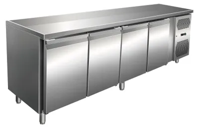 Produktbild von Gastro Kühltisch | Kühltheke Edelstahl | 616 Liter | 4 Türen | -2 bis +8°C