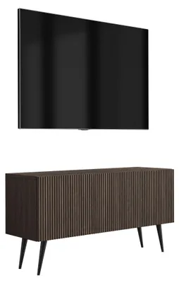 Produktbild von TV-Schrank Dunin-Eiche, schwarze schräge Füße, 100 x 32 x 52 cm