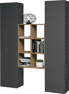 Produktbild von Wohnwand >Benevent< (3-teilig) in Anthrazit matt - 140x180x30 (BxHxT)