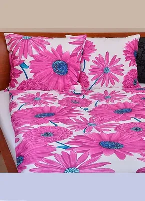Obrázek produktu pro Bavlněné saténové povlečení 140x200+70x90 - Květiny růžové 245-2