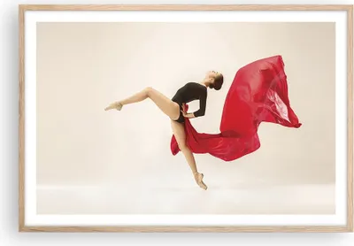 Produktbild von Gerahmtes Poster - Rahmen in heller Eiche - Ballerina Tanz Rot - 91,5x61 cm - Wand Bild - Wanddeko - Wandbilder - Kunstposter - Wandposter - Bilderrahmen - Bilder - Kunstdruck - P2NAA91x61-4437