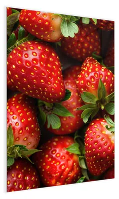 Produktbild von Magnettafel Glas 40 x 60 cm „Frische Erdbeeren“ – Glasboard beschreibbar & magnetisch, inkl. 4 Neodym-Magnete, 2 Stifte & Tuch – Glas-Whiteboard Memoboard für Küche & Büro