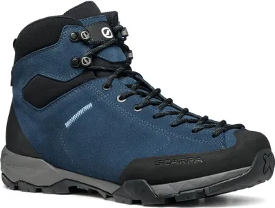 Mojito Hike GTX Wanderschuh von Scarpa in Blau mit Schnürung und verstärkter Sohle.