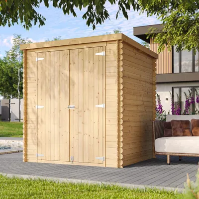 Produktbild von TIMBELA M309C1 Gartenhaus aus Holz 3,53 m², Kiefer/Fichte, Geräteschuppen mit 19 mm Wandstärke, Gerätehaus aus Holz für Gartenwerkzeug und Fahrräder, Doppeltür, Ohne Boden