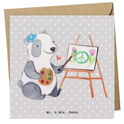 Produktbild von Mr. & Mrs. Panda Grußkarte Gestalterinnen für visuelles Marketing Herz - Grau Pastell - Geschenk, doppelkarte, Glückwunschkarte, faltkarte, anlasskarte, Klappkarte