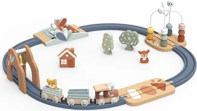 Produktbild von Speedy Monkey Holz Eisenbahn Spielzeug - Zugstrecke - ab 3 Jahren