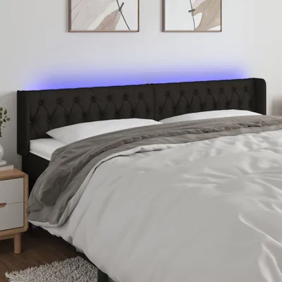 Produktbild von The Living Store LED Kopfteil Schwarz 183x16x78/88 cm Stoff