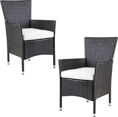 Produktbild von CASARIA® Gartenstühle 2er Set Polyrattan Stapelbar mit Auflagen 160kg Belastbarkeit Wetterfest Outdoor Garten Terrasse Balkon Stapelstuhl Stuhl Sessel