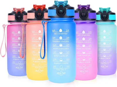 Productafbeelding van Motivatie drinkfles kinderen 600 ml - Met rietje - BPA-vrij - Blauw