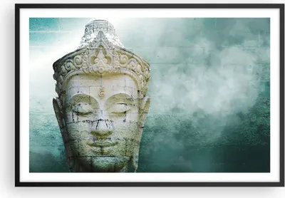 Produktbild von Gerahmtes Poster - Schwarzer Rahmen - Buddha Grafik Türkis - 91,5x61 cm - Wand Bild - Wanddeko - Wandbilder - Kunstposter - Wandposter - Bilderrahmen - Bilder - Kunstdruck - Wandbild - P2BAA91x61-4342