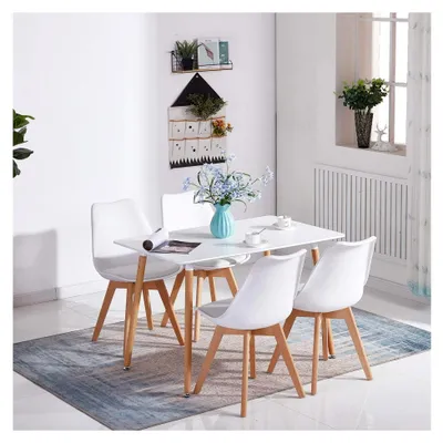 Produktbild von Rechteckiger Esstisch aus MDF im skandinavischen Stil, moderner Küchentisch 110 x 70 x 72 cm, Weiß