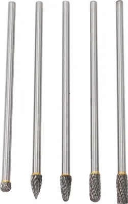Image de 5pcs Rotary Tool Carbide Burr Set 150mm Double Grain Long Handle Alloy Impeller Polishing Tool for Chamfering Grinding Engraving 0.2 X 0.3in