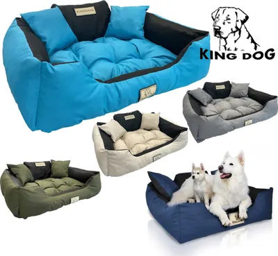 Produktbild von Hundebett Hundekissen Katzenbett KINGDOG Wasserdicht Blau Größe L 100x75