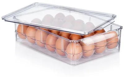 Image de Conteneur à œufs avec couvercle - Récipient de rangement pour œufs - Pour 24 œufs - En plastique