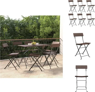 Image de vidaXL Chaises de bistrot 6 pcs. Pliable Marron Poly Rotin et Acier - Chaises de jardin