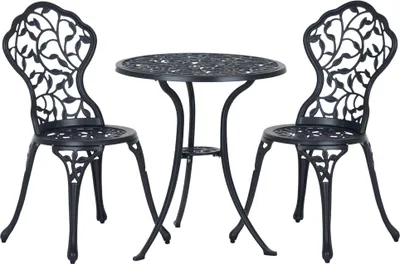 Produktbild von Bistroset für 2 Personen Balkonmöbel Set Bistrotisch mit 2 Stühlen Schwarz