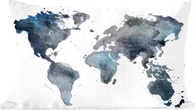 Produktbild von MuchoWow® Zierkissen Sofakissen Wohnzimmer Dekokissen 50x30 cm Weltkarte - Aquarell - Abstrakt - Wohnzimmerdekoration - Polster mit Photo
