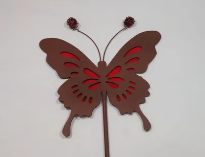 Produktbild von Garten Stecker Metall Schmetterling Edelrost Deko Beet Figur Stab Rankhilfe