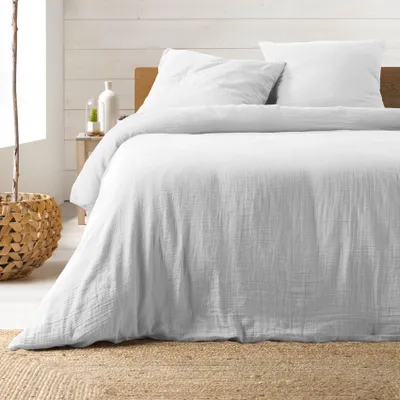 Image de Parure de lit - Douceur d'Intérieur - ANGELIA - Gaze de coton - 260 x 240 cm - Blanc