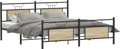 Image de vidaXL Lit métallique sans matelas Chêne Sonoma 180x200 cm