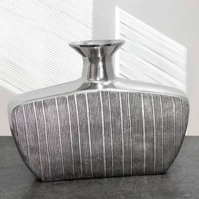 Produktbild von Dekoflasche, Aluminium, Blumenvase, Muster, Silber