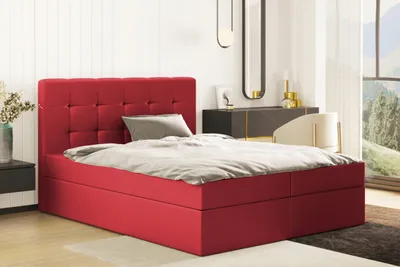 Zdjęcie produktu dla Łóżko kontynentalne LUDANO z materacem 120x200 tkanina Cayenne czerwony