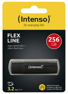 Obrázek produktu pro Intenso 3544492, 256 GB, USB Type-A / USB Type-C, 3.2 Gen 1 (3.1 Gen 1), 70 MB/s, Čepice, Černá
