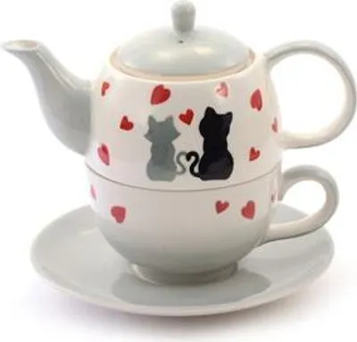Produktbild von Tea for one Set "Colette" Keramik, 4-teilig Kanne: 0,4 l, Tasse: 0,2 l