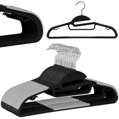 Produktbild von Flexible Kleiderbügel, 20er-Set, schwarz und grau