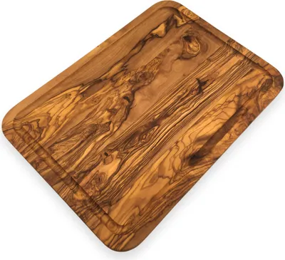 Produktbild von Servierbrett mit Rille "The Goldbullion"  Länge 35 cm Schneidebrett Servierplatte aus Olivenholz