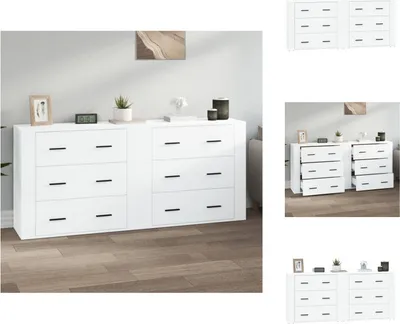 Obrázok produktu pre vidaXL Príborníky 2 ks. Biely materiál na báze dreva - Príborníky