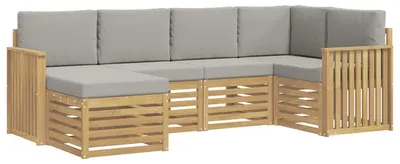 Produktbild von vidaXL Outdoor-Sofagarnitur 6 stk. Weiß und Hellgrau Polyester