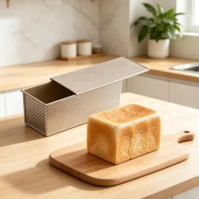 Produktbild von Brotbackform mit Deckel und Antihaftbeschichtung Gewellte Backform aus | Sandwichbrotformen mit Deckel für Zuhause Küche Restaurant