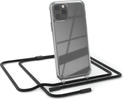 Produktbild von EAZY CASE Handykette für Apple iPhone 11 Pro, Clear Case aus Silikon, mit Umhängeband, abnehmbare Endstücke, Handyband in Schwarz