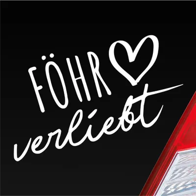 Produktbild von Auto Aufkleber Föhr verliebt Herz Insel Nordsee Liebe Car 19x10 cm Weiss Glanz Sticker Heckscheibenaufkleber